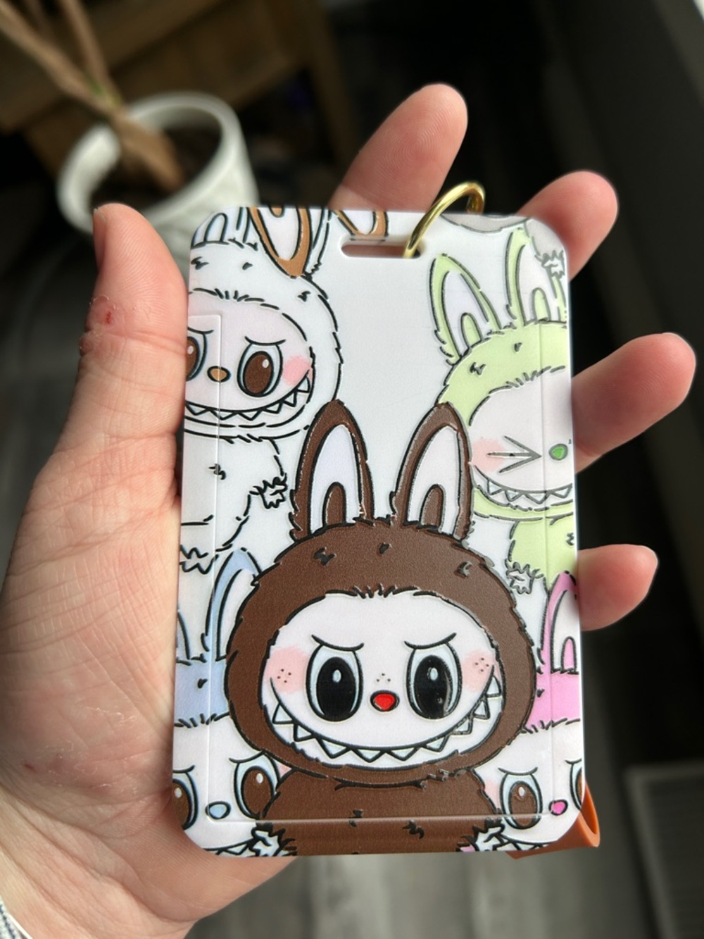 5/)25 Kids Cute Monkey ID Card Holder with Strawberry-Orange Strap